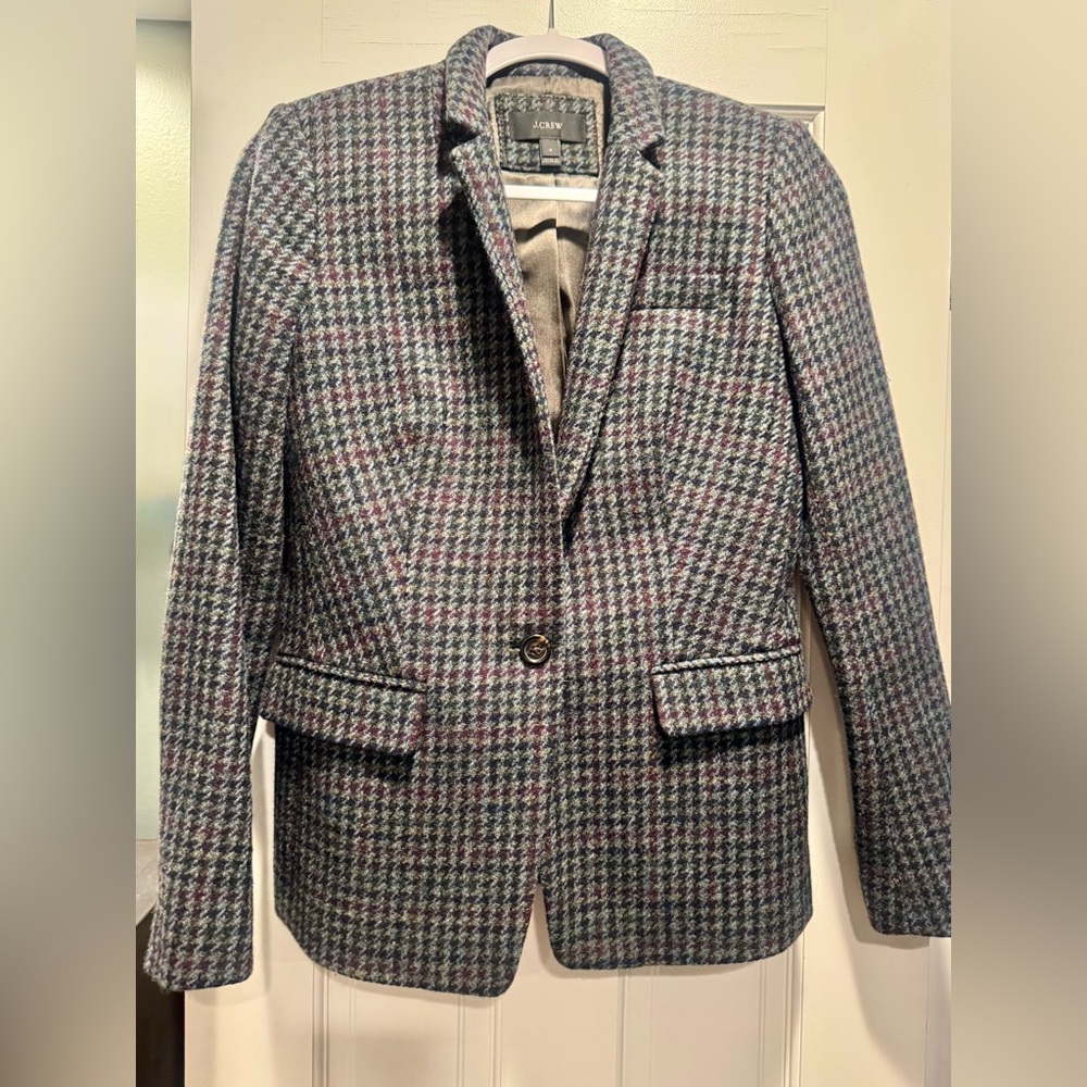 J. Crew Wool Blazer in Houndstooth Plaid